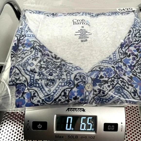 Croft & Barrow® Three Quarter Sleeve Printed Tunic Size M, Blue - Picture 8 of 9